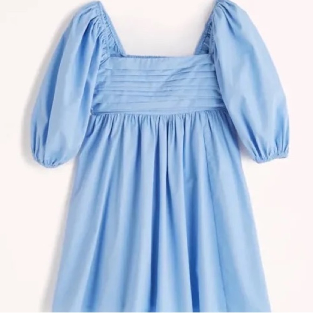 Abercrombie & Fitch Women's
Ruched Bodice Puff Sleeve Mini Dress, BLUE